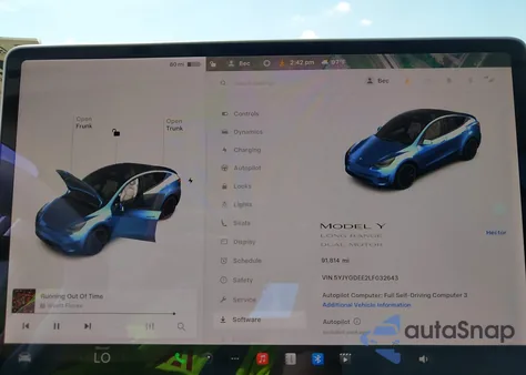 2020 Tesla Model Y Long Range Dual Motor All-Wheel Drive z USA, uszkodzony, nr VIN 5YJYGDEE2LF032643